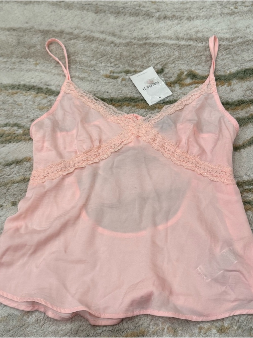 Women's baby Pink Lace Trim baby doll Tank Top